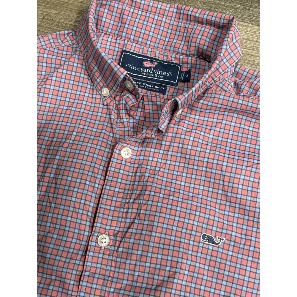 Vineyard Vines Whale Shirt Small‎ Slim Fit Button Down Plaid Nylon Spandex - Picture 6 of 8